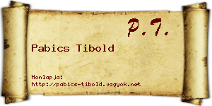Pabics Tibold névjegykártya